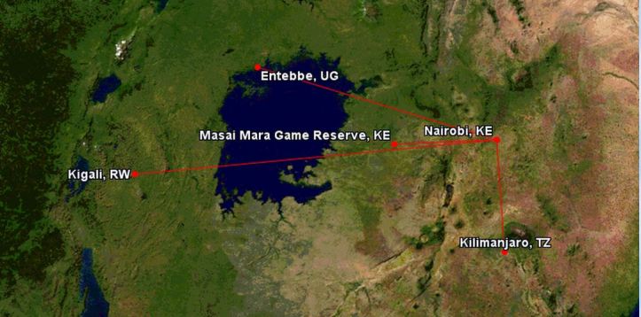 My planned flights in East Africa